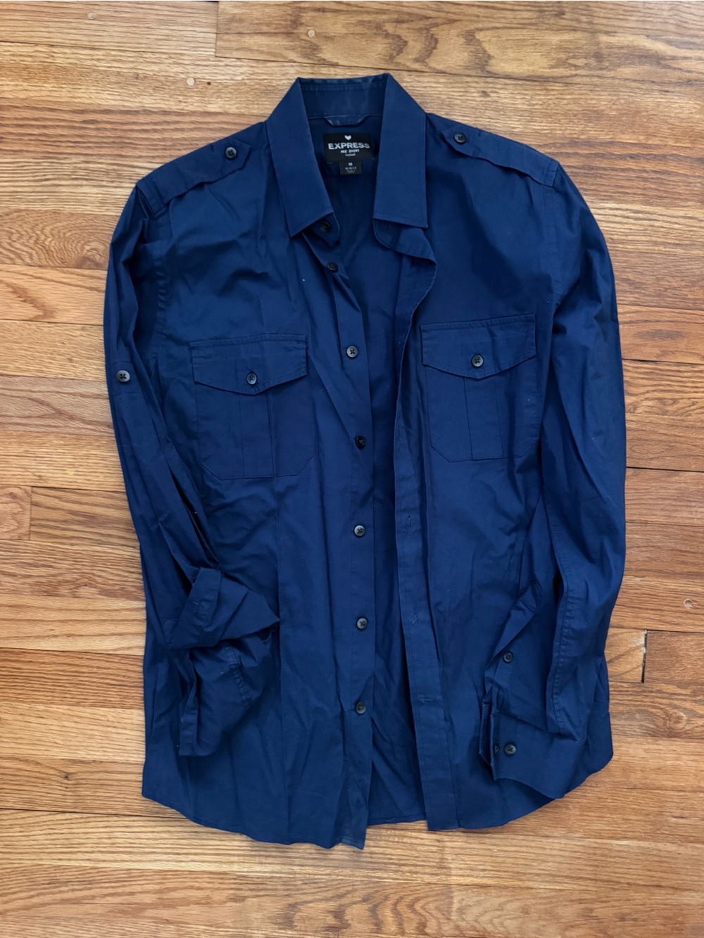Express Men's Dark Navy Button-Up Shirt